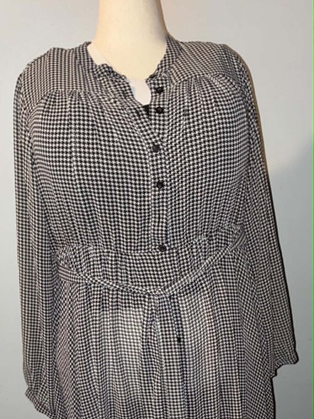 Torrid Houndstooth Button‑Up Maxi Dress — Long Sleeve — Size 1 NWOT